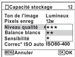PENTAX X90 - Utilisez le bouton de navigation ( ) pour modifier le réglage. - 1