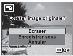 PENTAX X90 - Utilisez le bouton de navigation ( ) pour selectionner [Ecraser] ou [Enregistrer sous]. - 1