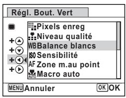 PENTAX X90 - Selectionnez la fonction que vous souhaitez enregistrer à l'aide du bouton de navigation (▲▼). - 1