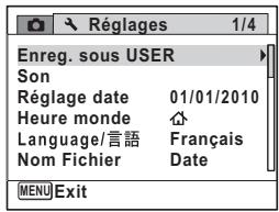 PENTAX X90 - - [Réglages] menu 1 - 1