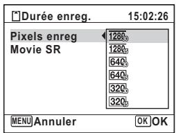 PENTAX X90 - Sélection des pixels enregistrés et de la cadence d'image pour les séquences video - 1