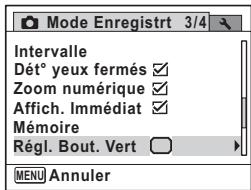 PENTAX X90 - Réglage du bouton vert - 1