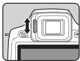 PENTAX X90 - Regardez dans le viseur et actionnez la molette de correction vers le haut ou vers le bas. - 1