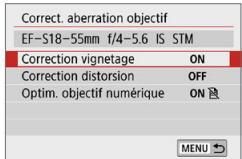 CANON 250D - Correction des aberrations de l'objet dues aux caractéristiques optiques - 2
