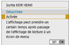 CANON 250D - Sélectionnez [Sortie HDR HDMI]. - 1