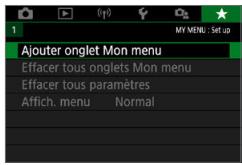 CANON 250D - Création et ajout de l'onglet Mon menu - 1