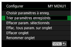 CANON 250D - Réglages de l'onglet Mon menu - 1