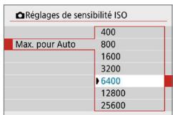 CANON 250D - Réglage de la sensibilité ISO maximale pour [AUTO] - 3