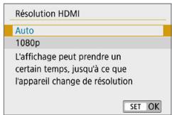 CANON 250D - Sélectionnez [Résolution HDMI]. - 1