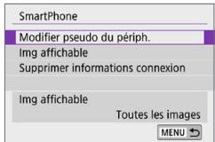 CANON 250D - Sélectionnez le périphérique pour lequel vous poulez changer ou supprimer les réglages de connexion. - 1