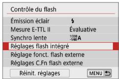 CANON 250D - [Réglages flash intégré] et [Réglage fonct. flash externe] - 1