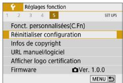 CANON 250D - Rétablissement des réglages par défaut de l'appareil photo - 1
