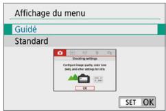 CANON 250D - Affichage du menu - 2