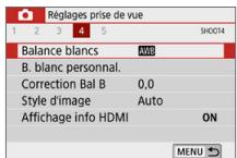 CANON 250D - Réglages des fonctions du menu - 4