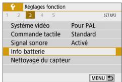 CANON 250D - Vérification des informations de la batterie - 1