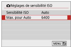CANON 250D - Réglage de la sensibilité ISO maximale pour [AUTO] - 2