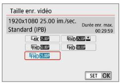 CANON 250D - Réglage de la taille de l'enregistrement video - 1