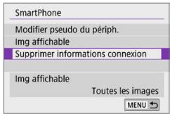 CANON 250D - Sélectionnez le smartphone avec qui vous souhaitez annuler la synchronisation. - 1