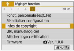 CANON 250D - Réglage des informations sur le copyright - 1