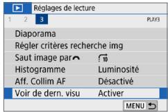 CANON 250D - Spécification de l'image affichée initialement en début de lecture - 1