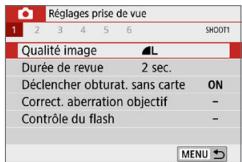 CANON 250D - Affichez l'écran du menu. - 1