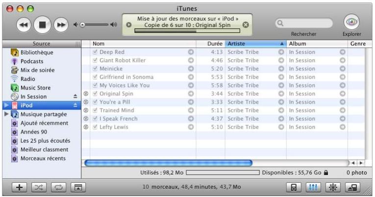 APPLE IPOD 30GO N MA146FD - Pour télécharger des morceaux sur l'iPod : - 1