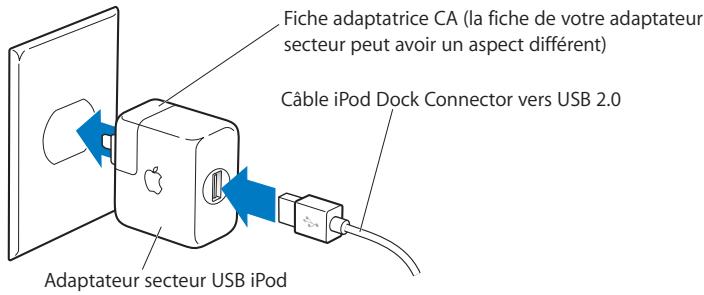 APPLE IPOD 30GO N MA146FD - Pour charger la batterie via l'adaptateur iPod USB Power Adapter (disponible séparément): - 1
