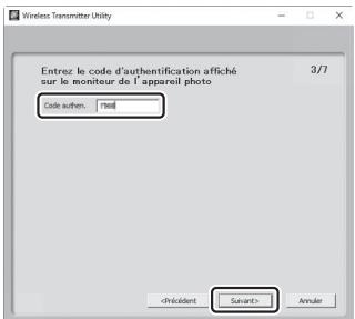 NIKON Z6II+24-70MM - Dans Wireless Transmitter Utility, saisissez le code d'authentication affiché par l'appareil photo. - 2
