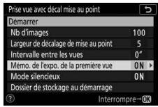 NIKON Z6II+24-70MM - - Activez ou désactivez la mémorisation de l'exposition de la première vue. - 1