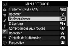 NIKON Z6II+24-70MM - Sélectionnez [Redimensionner] dans le menu Retouche. - 1