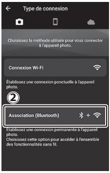 NIKON Z6II+24-70MM - Periphérique Android : touchez [appareil photo hybride], puis touchez [Association (Bluetooth)]. - 2