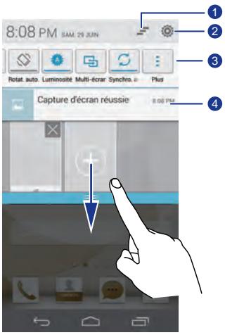 HUAWEI ASCEND P6 - Utilisation du panneau de notification - 1