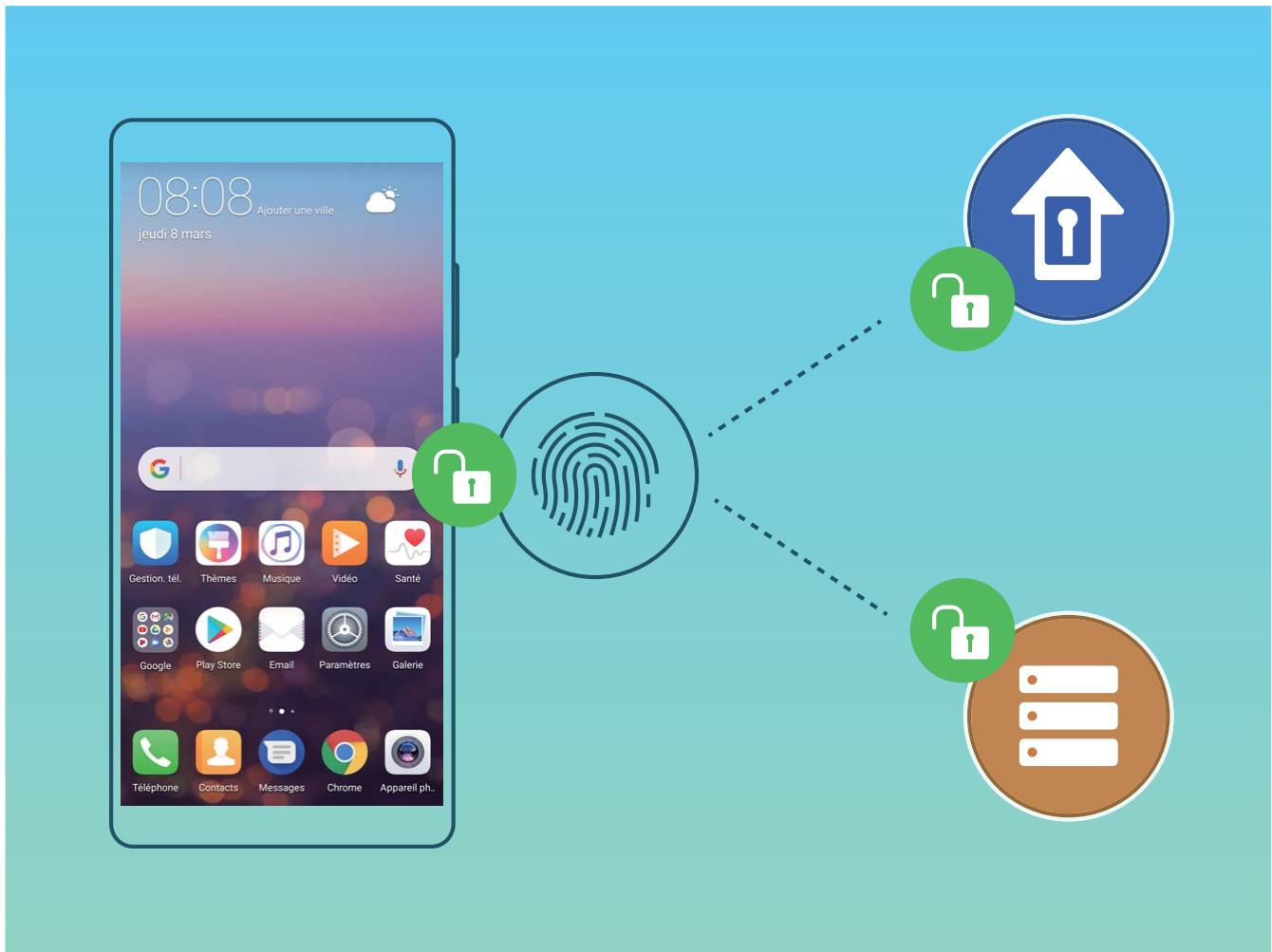 HUAWEI P20 TWILIGHT - Reconnaisance d'empreinte digitale : profitez d'une navigation plus rapide et d'une sécurité renforcée - 1