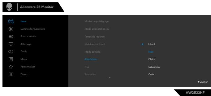 DARTY 36DARRYDELLECRANAW2523HFB - Utilisez le menu OSD et la touche de raccourci pour lancer AlienVision : - 3