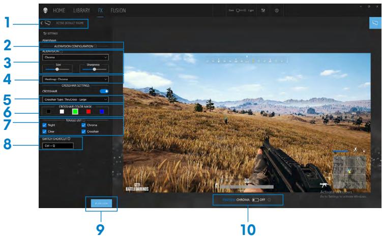 DARTY 36DARRYDELLECRANAW2523HFB - Navigation dans la fenêtre AlienFX - 1