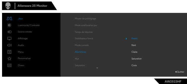 DARTY 36DARRYDELLECRANAW2523HFB - Utilisez le menu OSD et la touche de raccourci pour lancer AlienVision : - 7