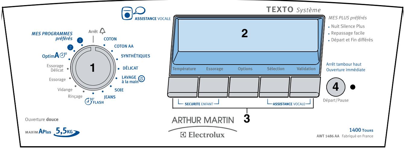 ARTHUR MARTIN AWT 1486 AA - Le bandeau de commandes - 1