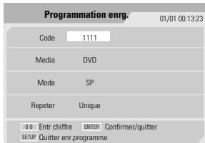 DAEWOO DFX4502S - Programmation d'un enregistrement à l'aide du système ShowView - 3