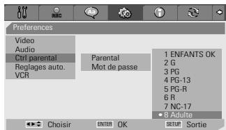 DAEWOO DFX4502S - Réglage du Niveau de Contrôle Parental - 5
