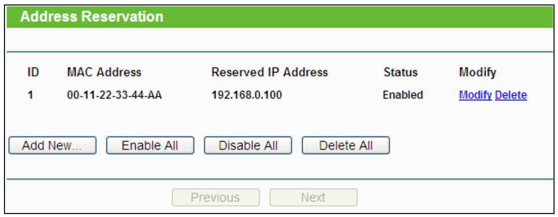 TP-LINK TL-WR841N - Address Reservation - 1
