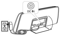 ALTEC LANSING IMT 630 ROUGE - Connectez le cordon de l'adaptateur CA dans la prise jack d'alimentation du système d'enceinte. - 1