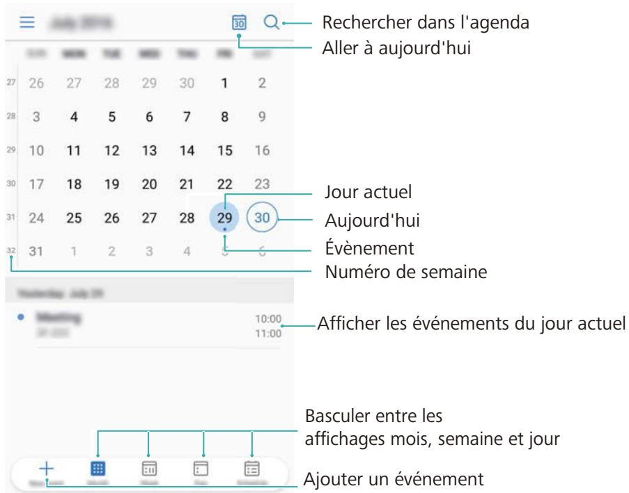 HUAWEI 6 PRO 2017 ARGENT - Modifier la vue de l'agenda - 1