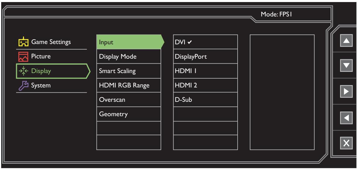 BENO XL2730Z - Menu d'affichage - 1
