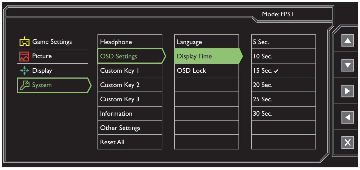 BENO XL2730Z - Menu Système - 1