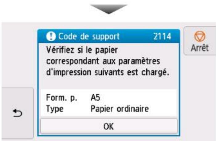 CANON TS8151 - Lorsque les paramètres de papier pour l'impression ou la copie sont différents des informations concernant le papier enregistrées sur l'imprimante : - 3
