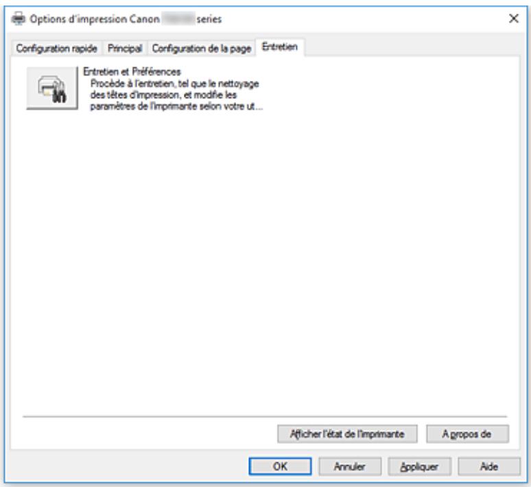 CANON TS8151 - Description de l'onglet Entretien - 1