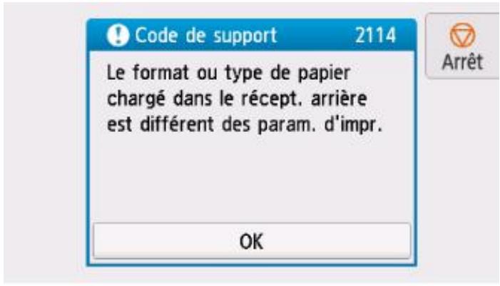 CANON TS8151 - Lorsque les paramètres de papier pour l'impression ou la copie sont différents des informations concernant le papier enregistrées sur l'imprimante : - 2