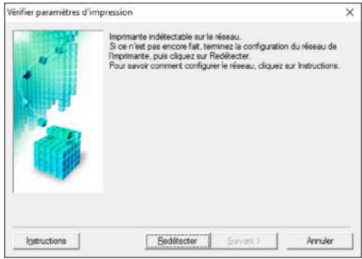 CANON TS8151 - Impossible de détecter l'imprimante sur l'écran Vérifier paramètres d'impressionpendant de la configuration (Windows) - 1