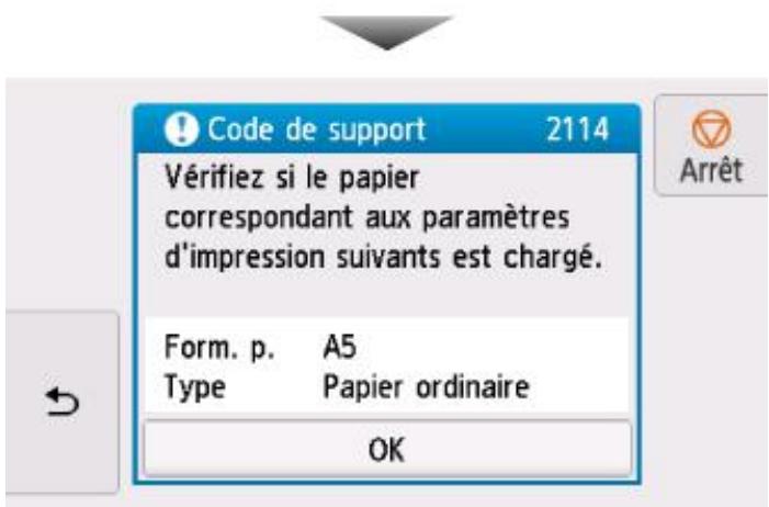 CANON TS8151 - Lorsque les paramètres de papier pour l'impression ou la copie sont différents des informations concernant le papier enregistrées sur l'imprimante : - 3