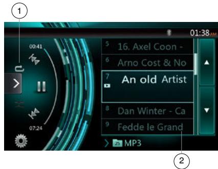 CLARION NX404E - Menu de lecture de fichiers MP3/WMA/AAC - 1